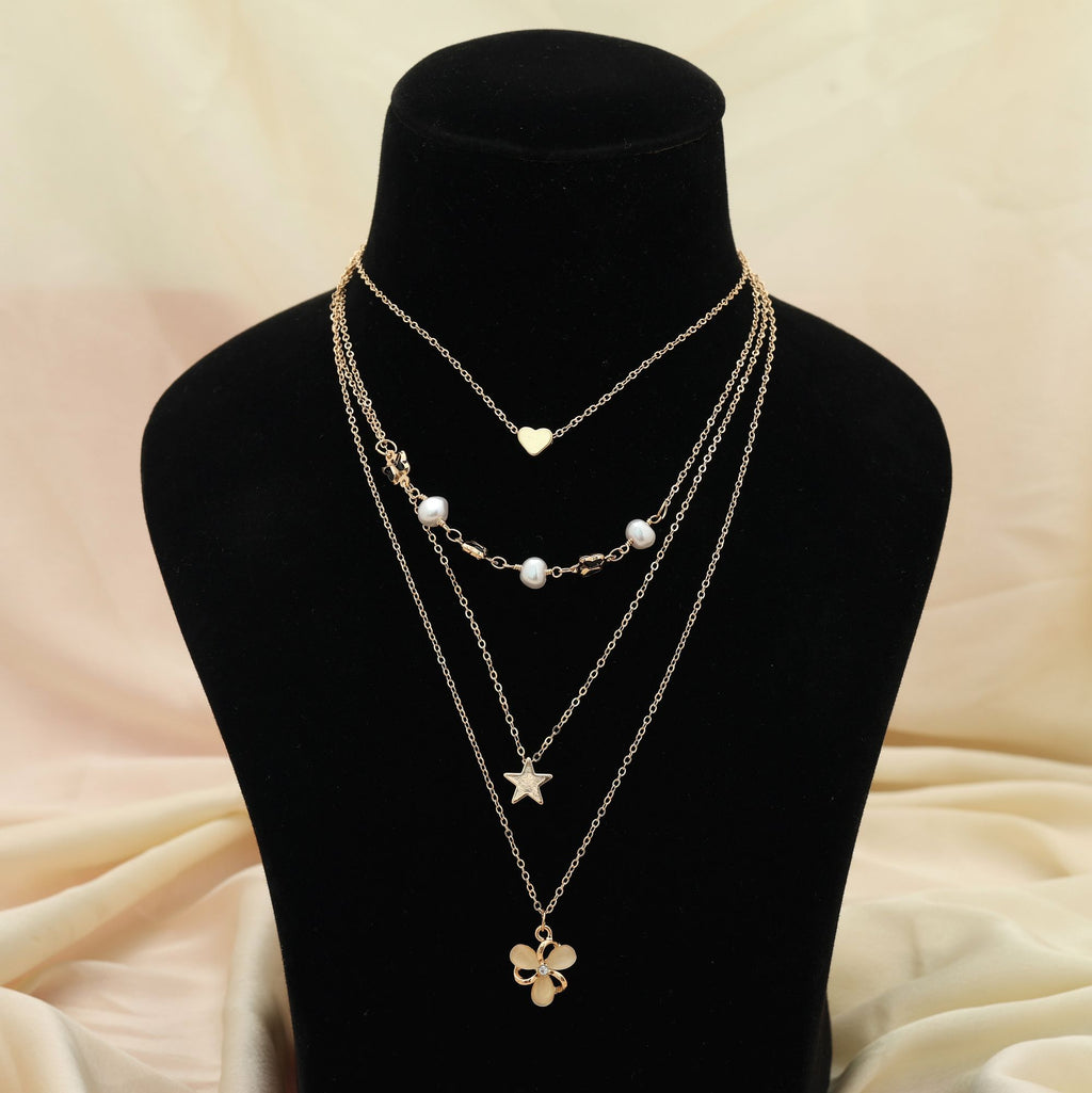Multi Color Multi Layer Chain Necklace Stylish Everyday Fashion Jewelry - Multi