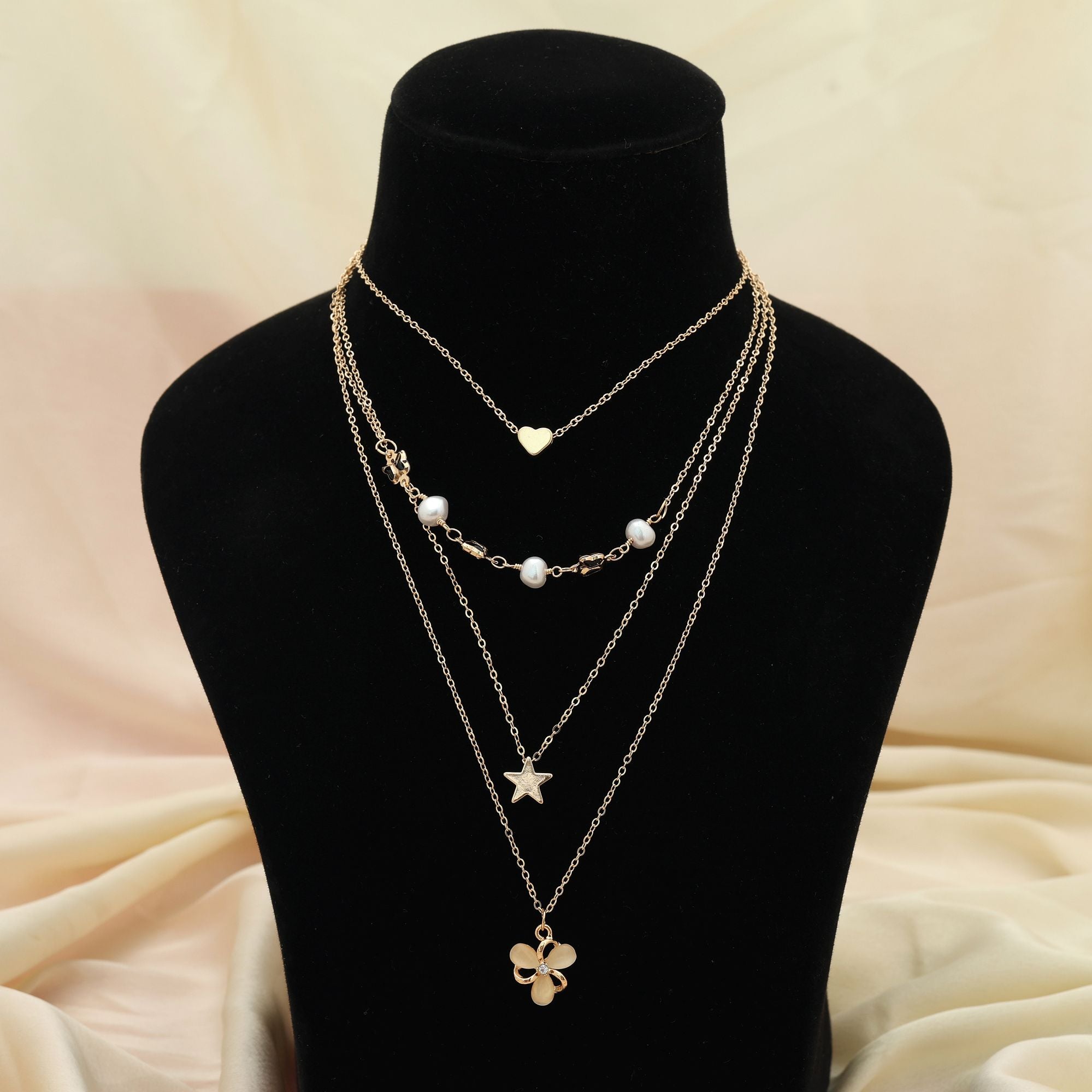 Multi Color Multi Layer Chain Necklace Stylish Everyday Fashion Jewelry - Multi