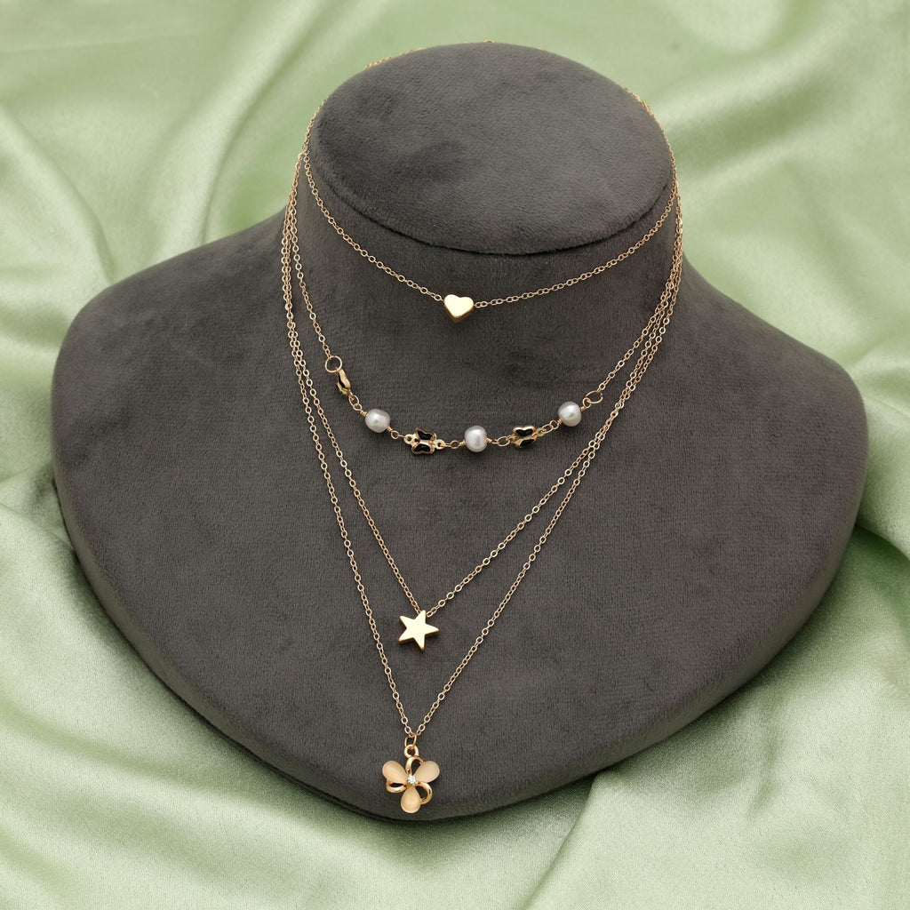 Multi Color Multi Layer Chain Necklace Stylish Everyday Fashion Jewelry - Multi