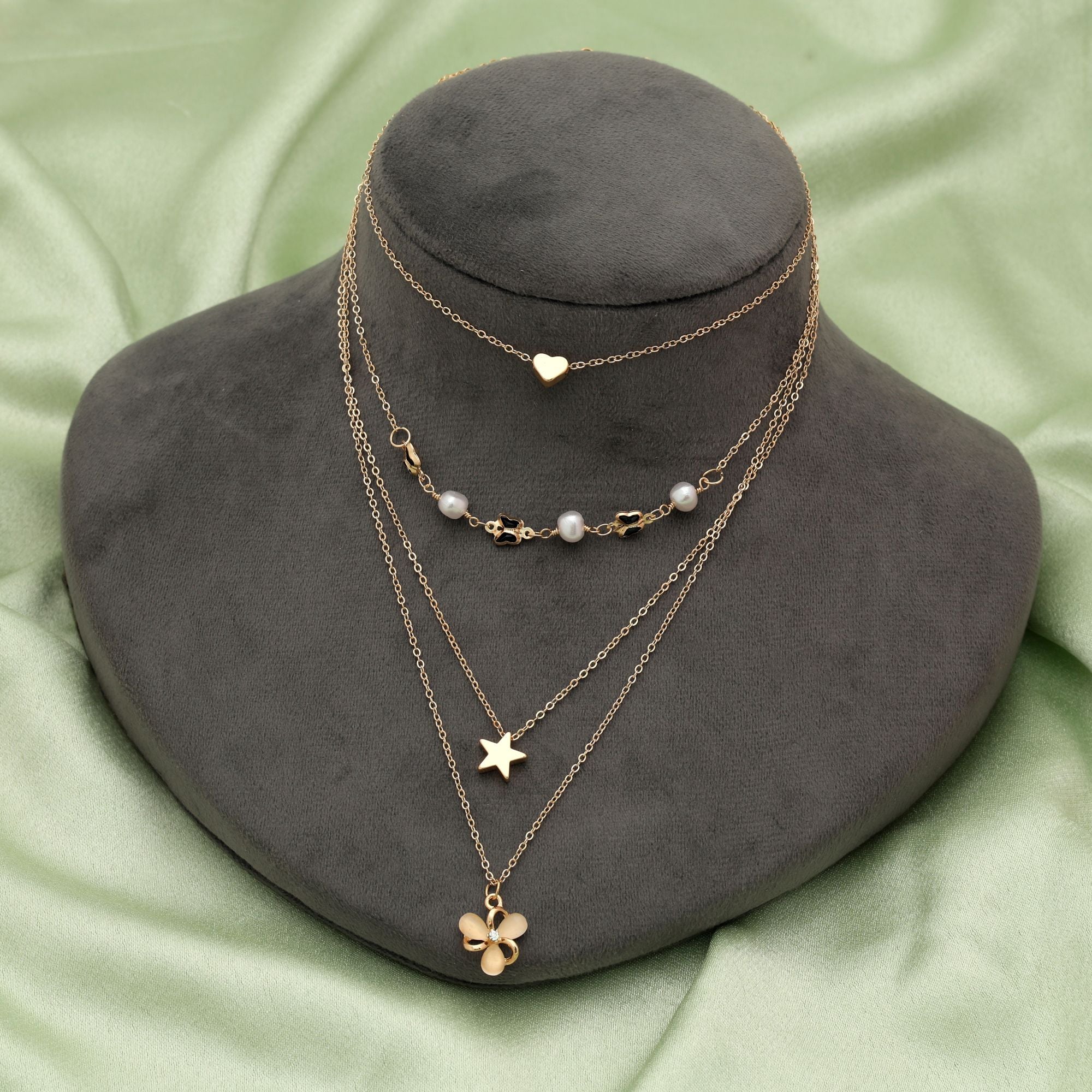 Multi Color Multi Layer Chain Necklace Stylish Everyday Fashion Jewelry - Multi
