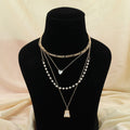 White Color Multi Layer Chain Necklace Minimal Chic Stylish Jewelry - White