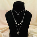 Silver Color Multi Layer Chain Necklace Classic Modern Layered Jewelry - Silver