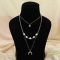 Silver Color Multi Layer Chain Necklace Elegant Everyday Statement Jewelry - Silver