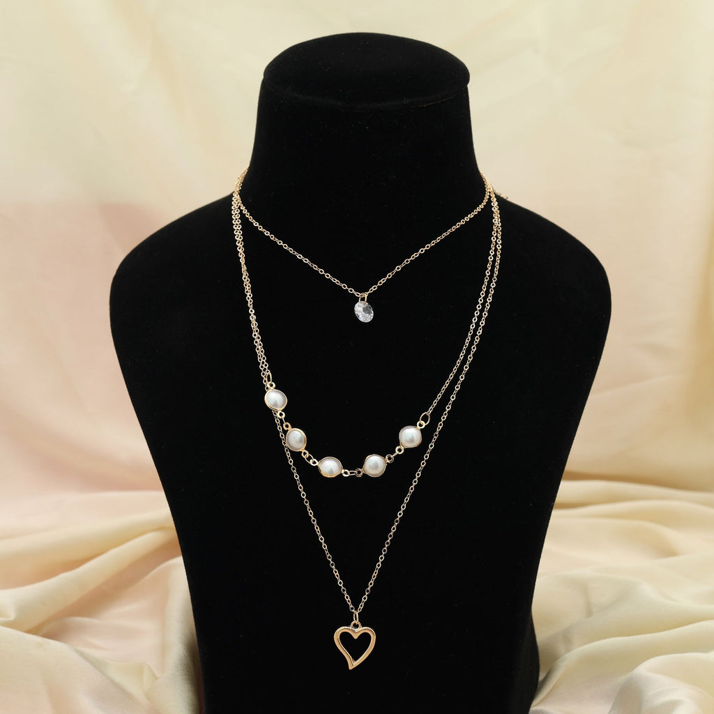 Gold Color Multi Layer Chain Necklace Classic Stylish Fashion Jewelry - Gold