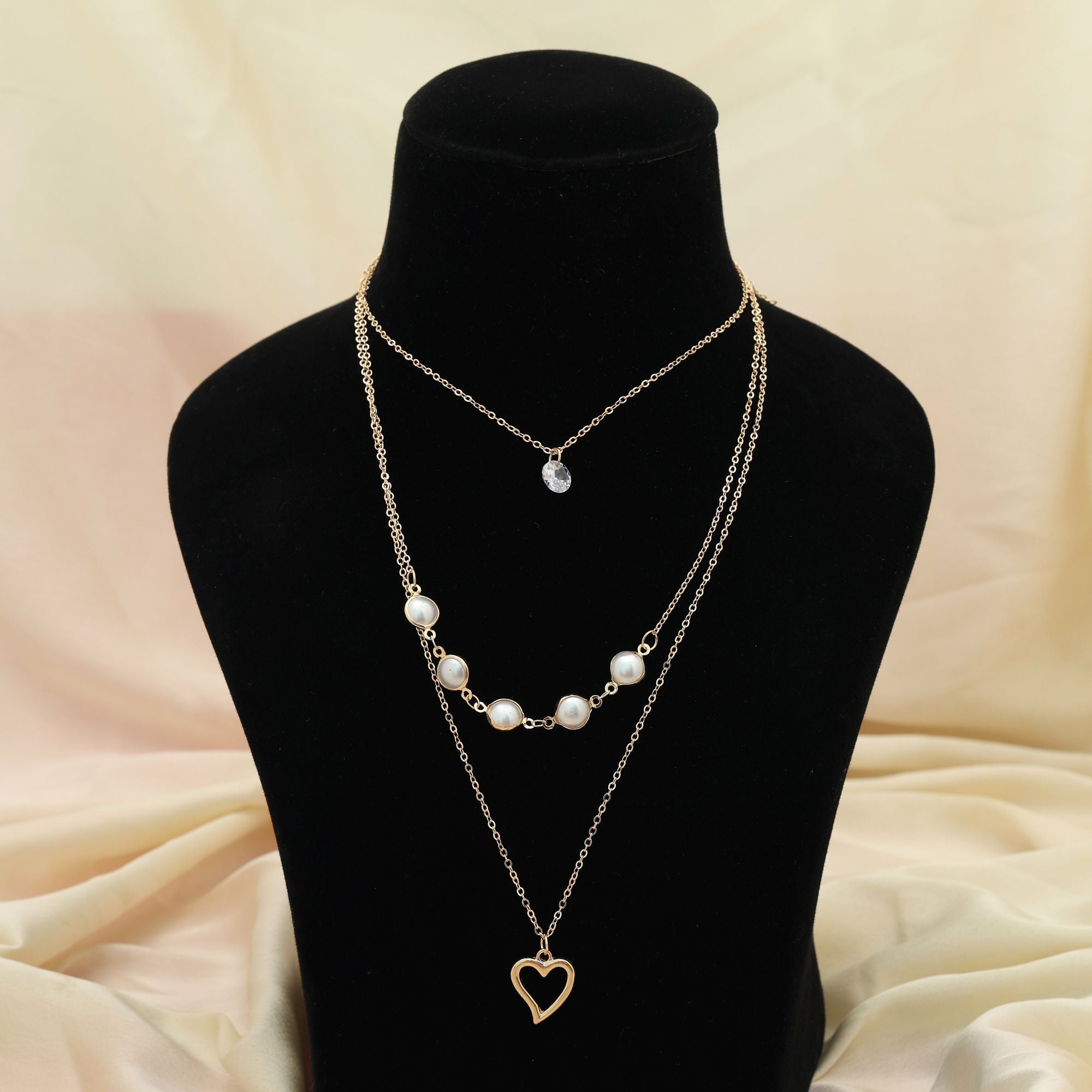 Gold Color Multi Layer Chain Necklace Classic Stylish Fashion Jewelry - Gold