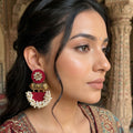 Maroon Color Wooden Handcraft Earrings Classic Festive Ethnic Statement Jewelry Collection Design - Maroon
