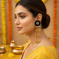 Black Color Wooden Handcraft Kashmiri Earrings With Bold Traditional Detailing - Black