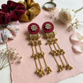 Maroon Color Wooden Handcraft Earrings Elegant Designer Traditional Party Wear Jewelry Collection - Maroon