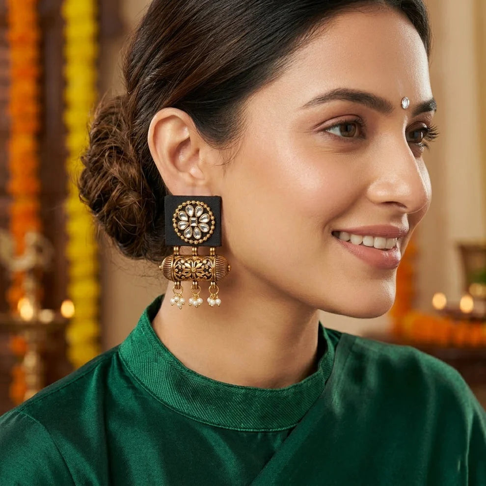 Stylish Handcrafted Earrings Modern Ethnic Fusion Jewelry Design