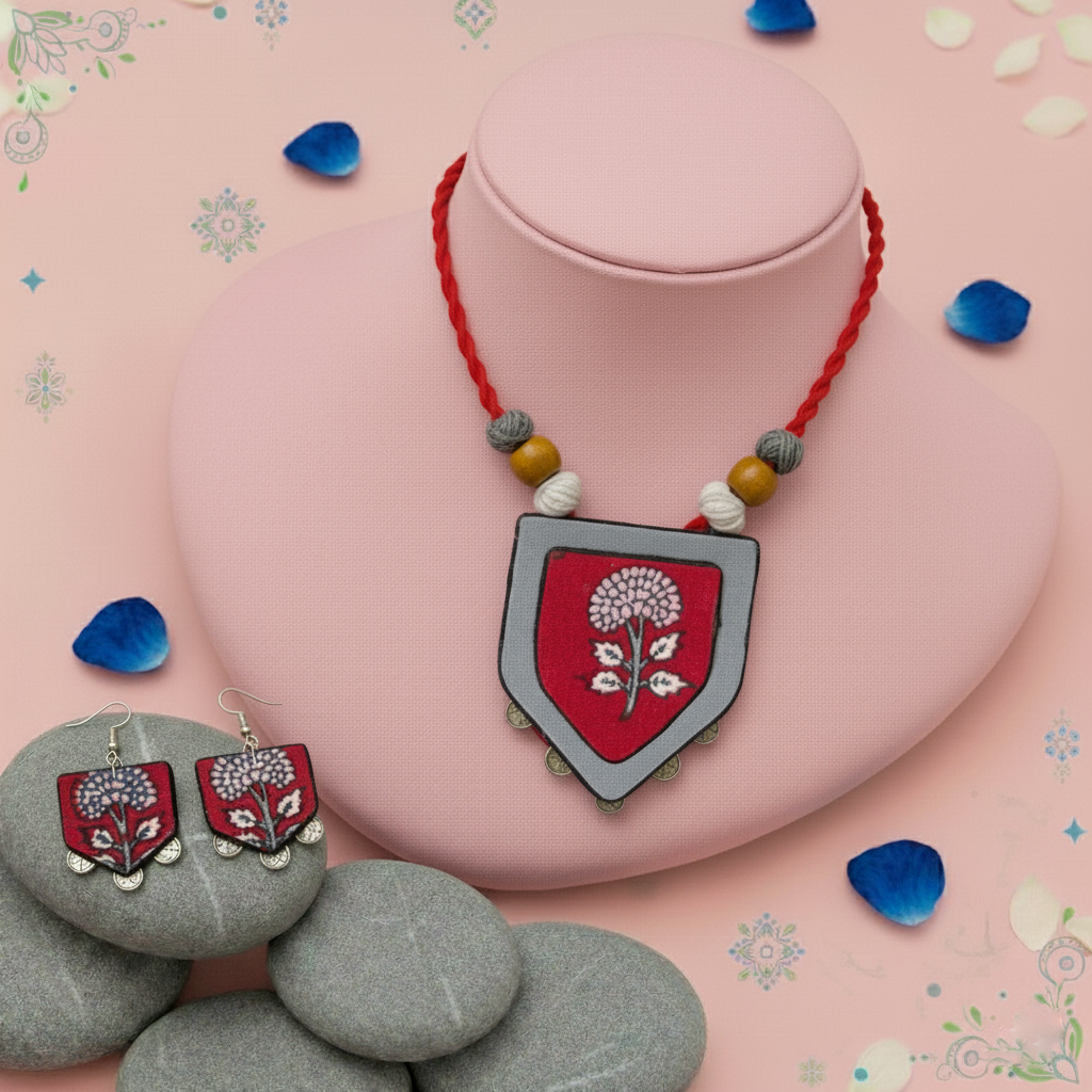 Attractive Multi Color Wooden Handcraft Necklace Set With Polished Wooden Beads - Multi