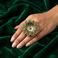 Green Color Big Size Oxidised Rings Traditional Statement Ethnic Jewelry Design - Green