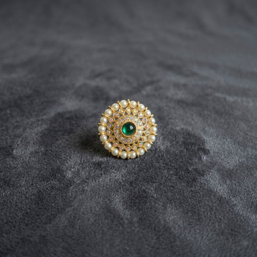 Green Color Elegant Fashion Rings Classic Ethnic Jewelry Style - Green