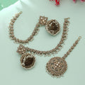 Gold Color Big Size Jhumka Kundan Earrings Tikka Set Premium Bridal Statement Jewelry - Gold