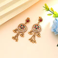 Rani & Green Color Elegant Festive Collection Matte Gold Earrings