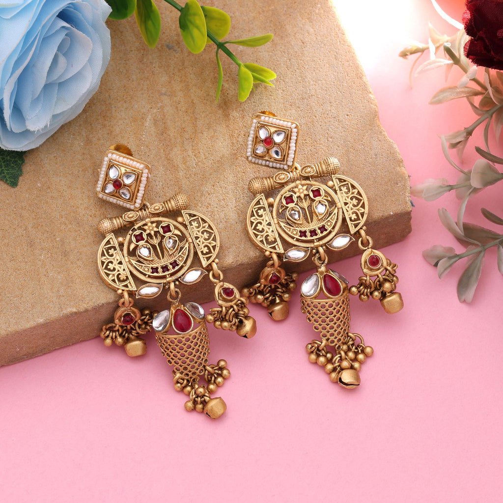 Rani Color Classic Royal Matte Gold Earrings - Rani