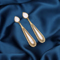 Elegant White Color Matte Gold Earrings For Women Traditional Party Wear Collection