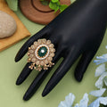 Green Color Matte Gold Rings Stylish Daily Wear Jewelry - Green