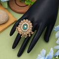 Pista Green Color Matte Gold Rings Traditional Ethnic Jewelry - Pista Green