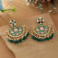 Green Color Meenakari Earrings Showcasing Traditional Enamel Craftsmanship For Graceful Ethnic Fashion - Green