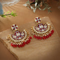 Red Color Meenakari Earrings Created To Add Bold Charm To Weddings And Festive Outfits - Red