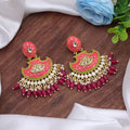 Rani Color Mint Meena Earrings Showcasing Royal Tones With Detailed Enamel Craftsmanship - Rani