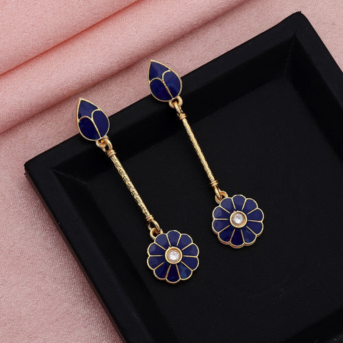Blue Color Meenakari Earrings Elegant Traditional Ethnic Party Wear Jewelry Design