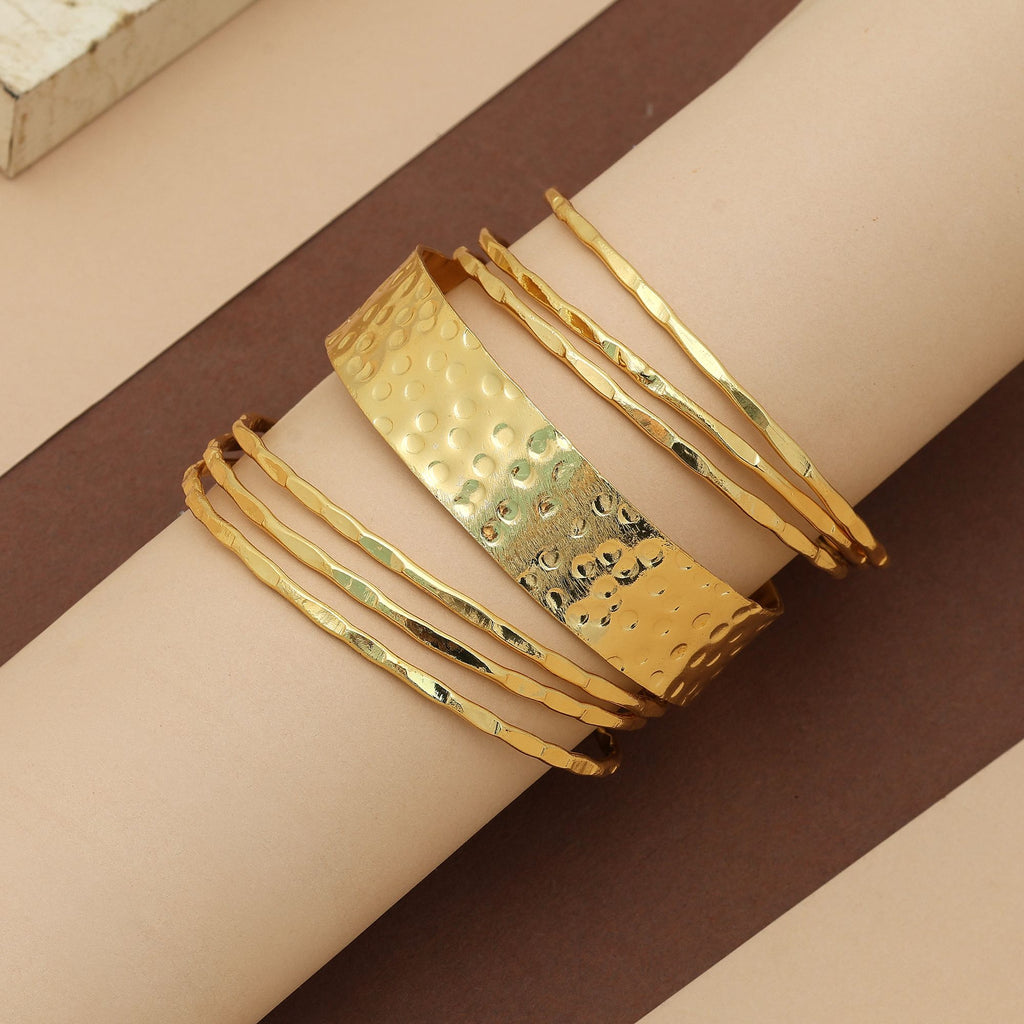 Gold Color Single Hand Bangles Set Size 2.4 Traditional Ethnic Jewelry Style - Gold