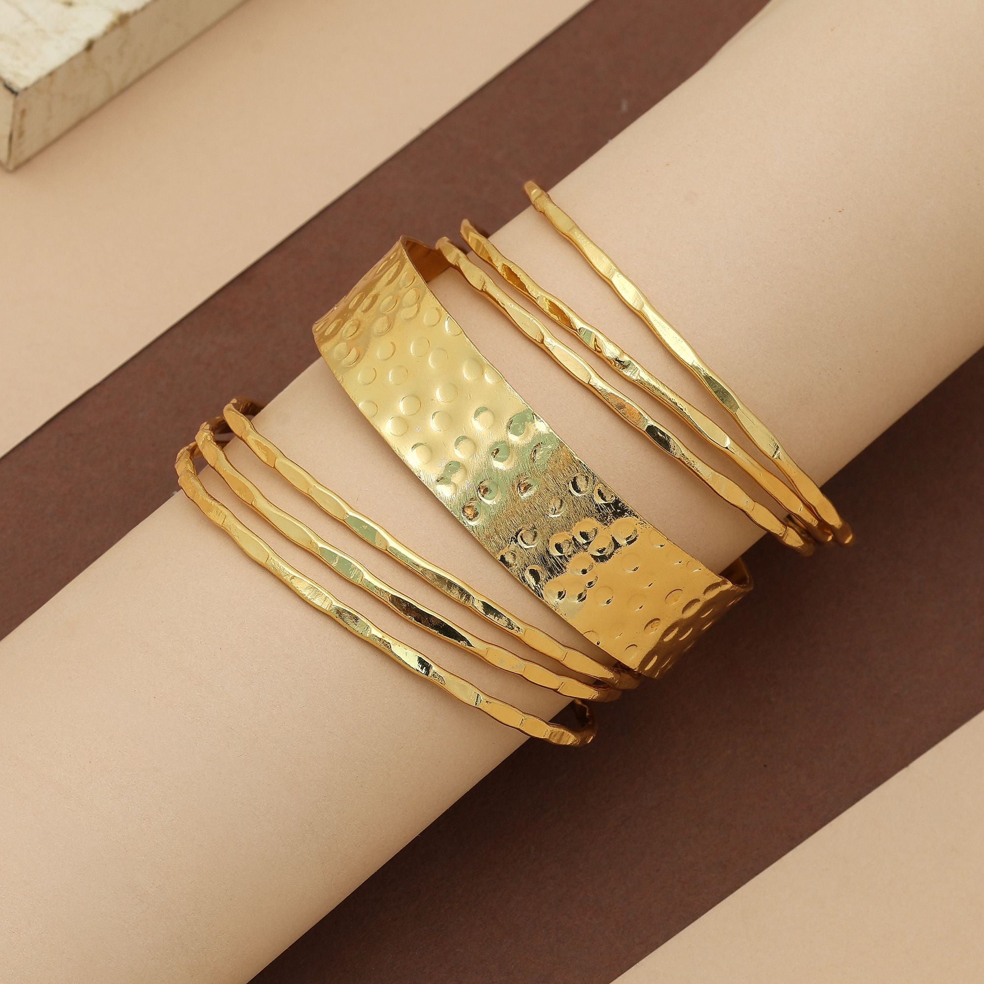 Gold Color Single Hand Bangles Set Size 2.4 Traditional Ethnic Jewelry Style - Gold