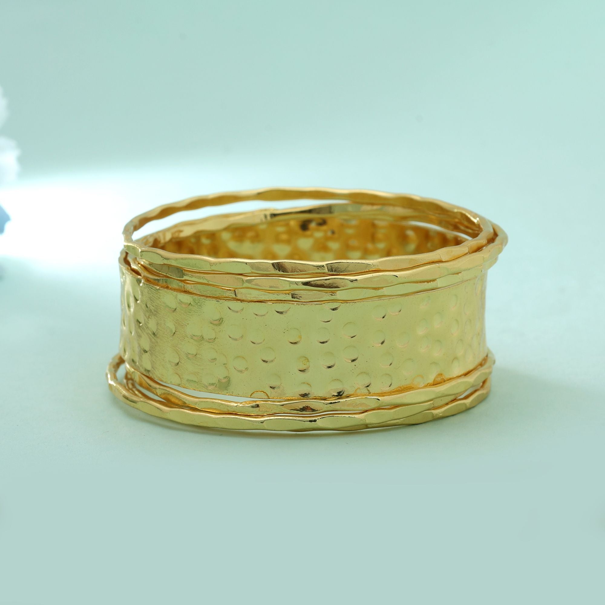 Gold Color Single Hand Bangles Set Size 2.4 Traditional Ethnic Jewelry Style - Gold