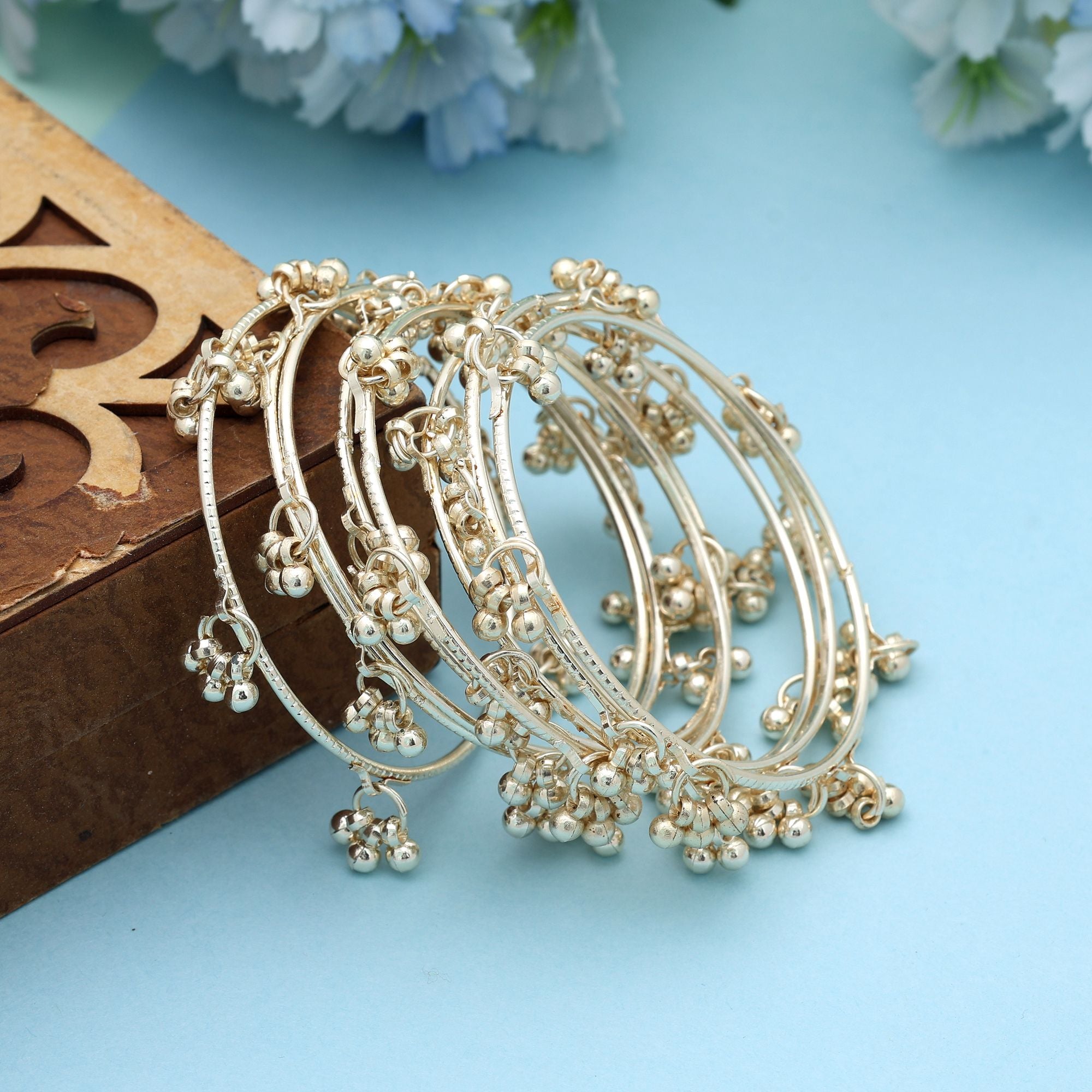 Gold Color 1 Set Of Kashmiri Bangle (PLKB169GLD) - Gold / 2.4