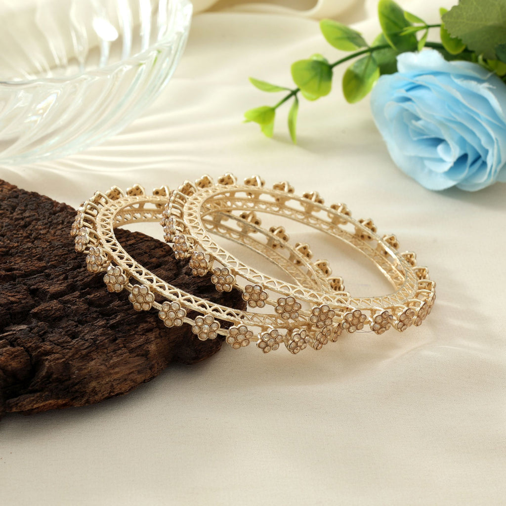 Gold Color 1 Pair Of Fashion Bangle - Gold / 2.8