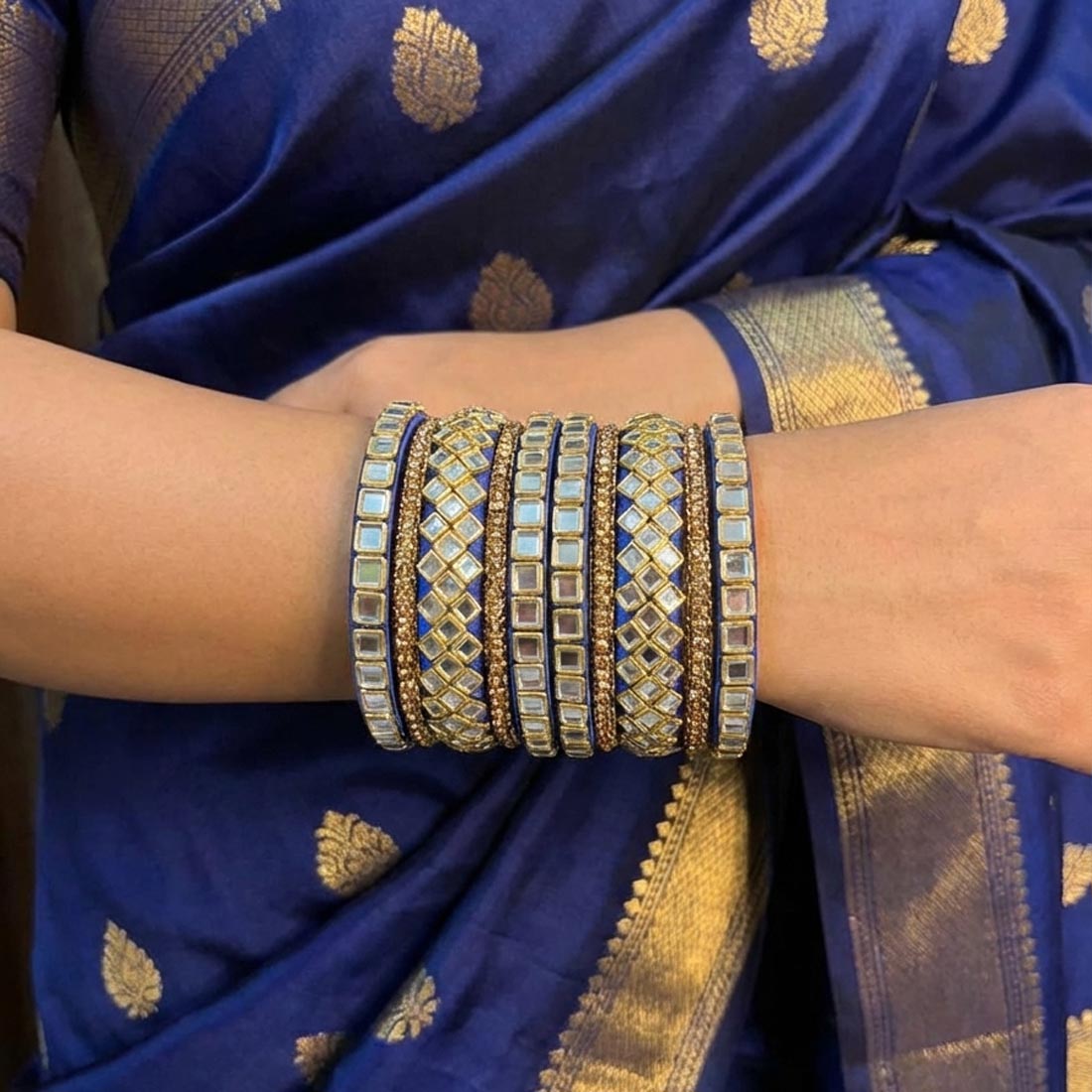 Blue Color 1 Set Of Thread Bangle Featuring Vibrant Tone And Traditional Appeal - 2.6