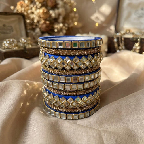 Blue Color 1 Set Of Thread Bangle Featuring Vibrant Tone And Traditional Appeal - 2.8