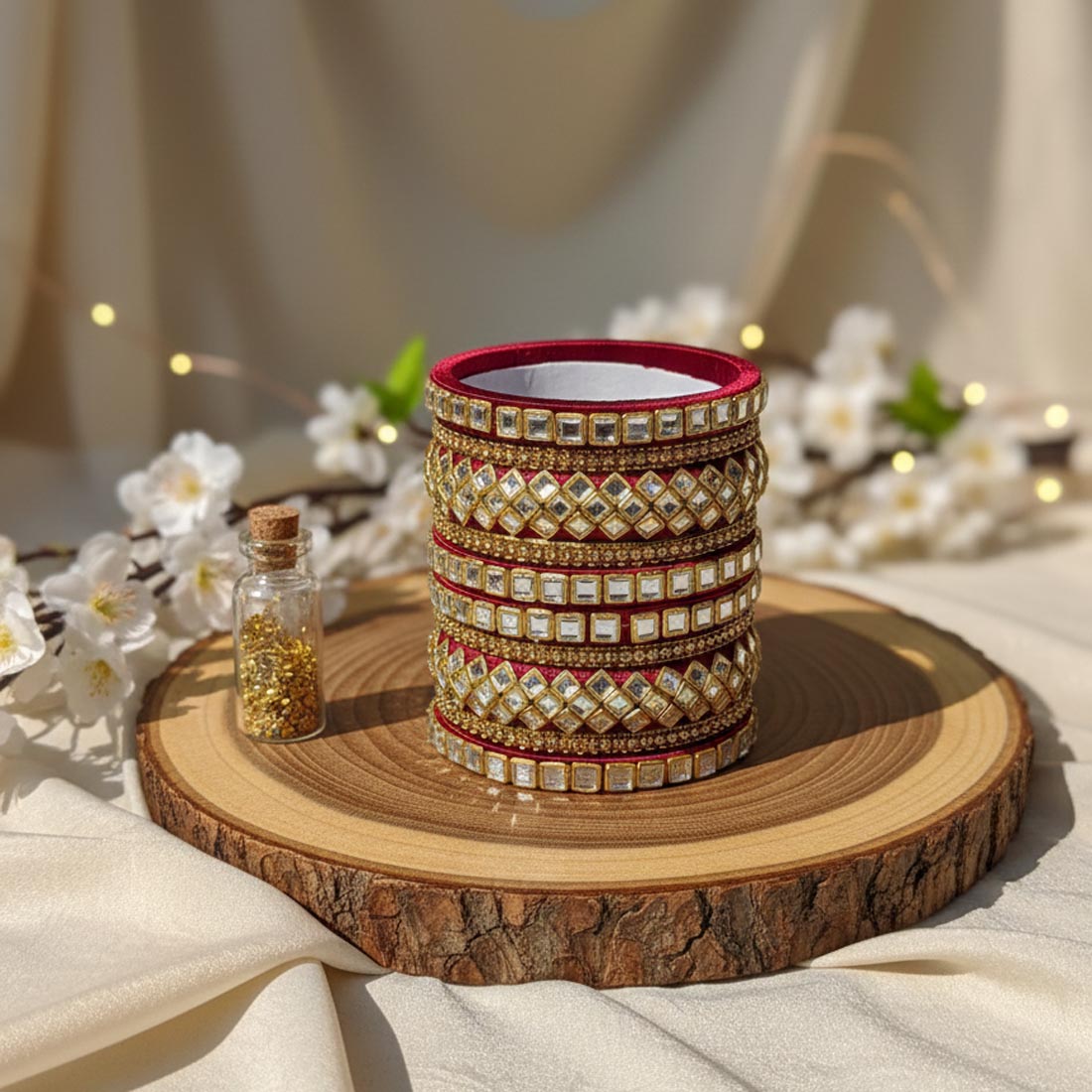 Maroon Color 1 Set Of Thread Bangle Designed For Traditional Festive Ethnic Wear - 2.6