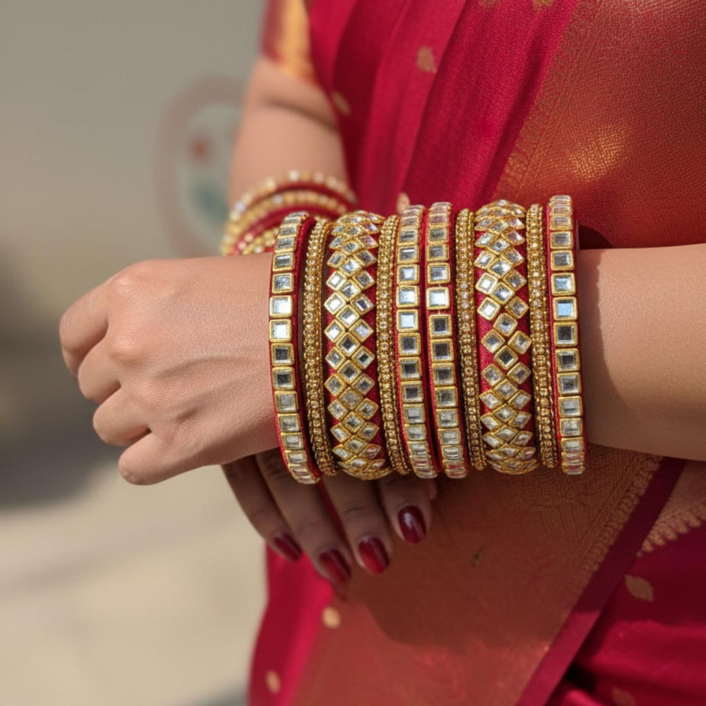 Maroon Color 1 Set Of Thread Bangle Designed For Traditional Festive Ethnic Wear -  2.8