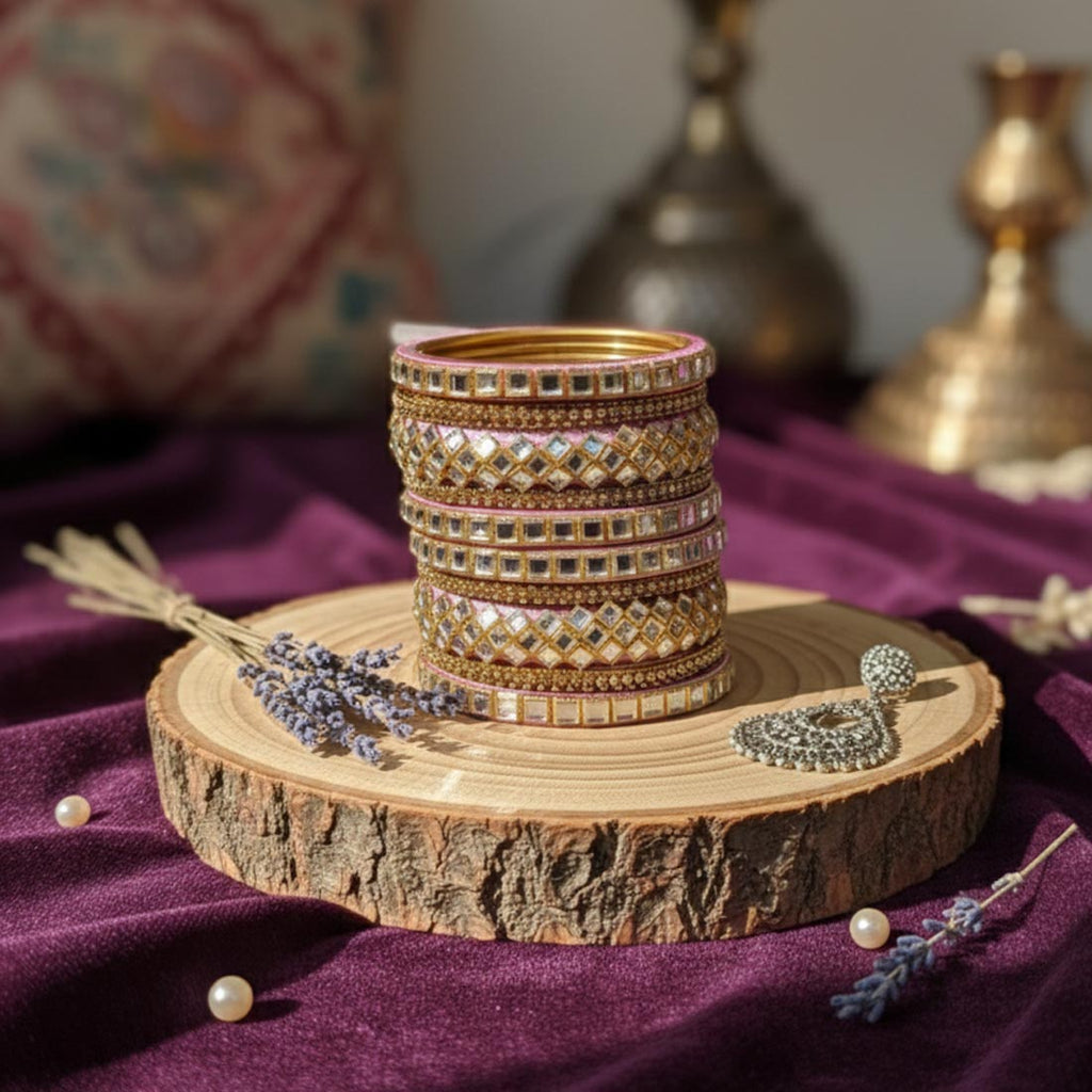 Pink Color 1 Set Of Thread Bangle Designed With Soft Hues For Graceful Looks - 2.6