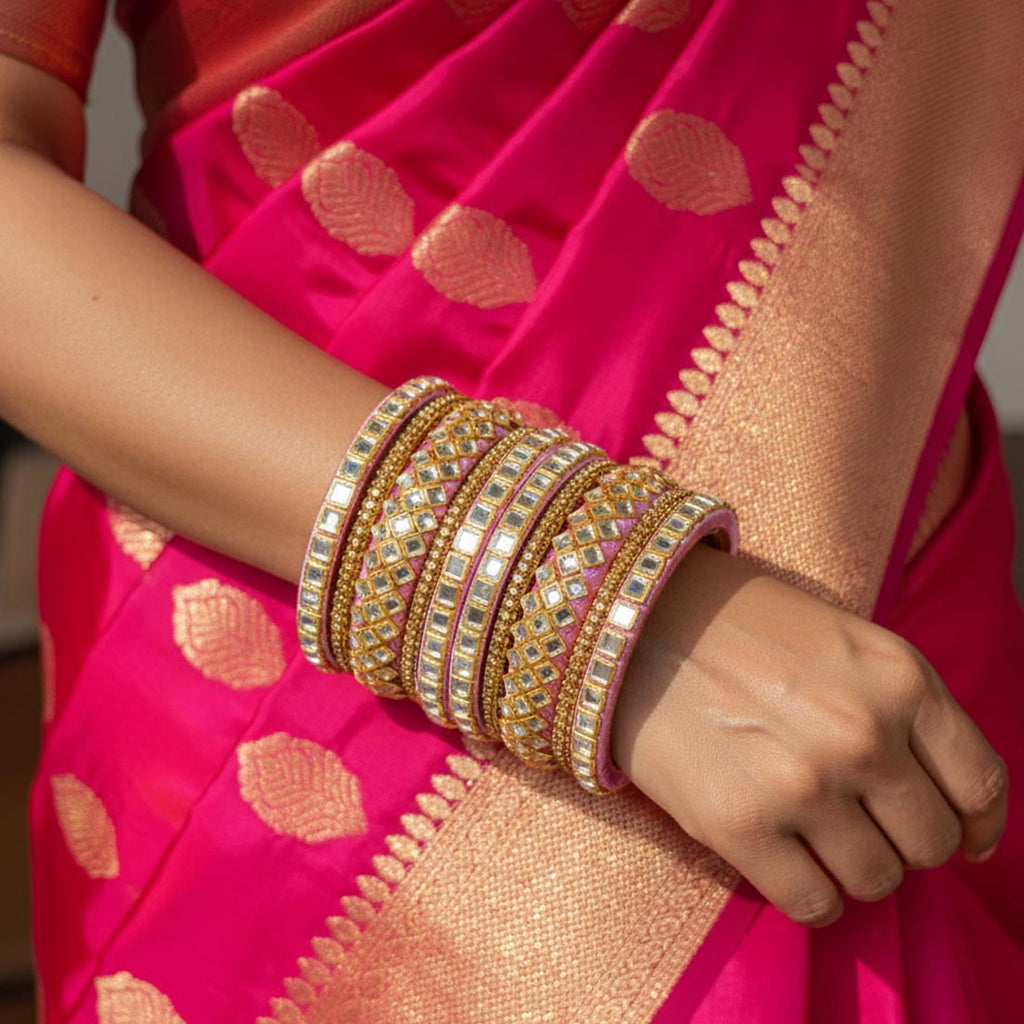 Pink Color 1 Set Of Thread Bangle Designed With Soft Hues For Graceful Looks - 2.8