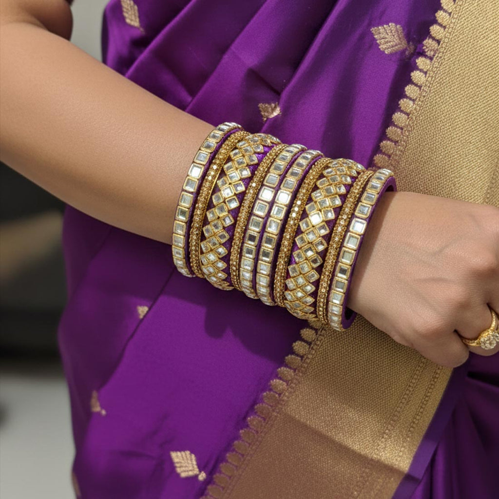 Purple Color 1 Set Of Thread Bangle Inspired By Vibrant Ethnic Fashion Trends - 2.8