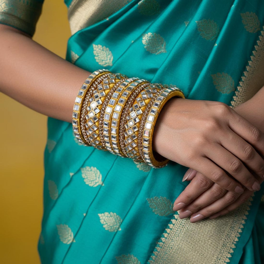 Yellow Color 1 Set Of Thread Bangle Perfect For Haldi Ceremonies And Celebrations - 2.6