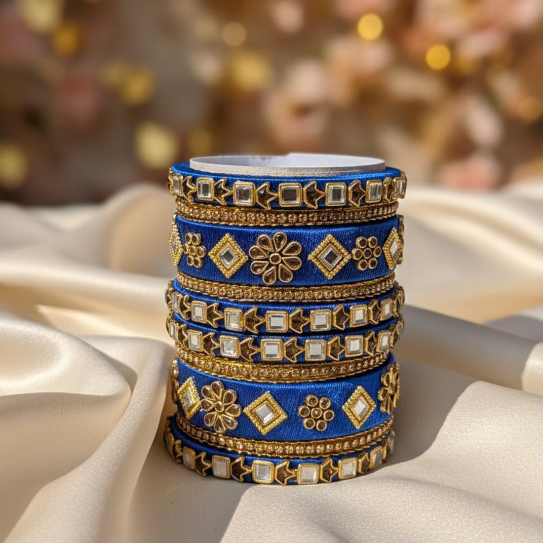 Blue Color 1 Set Of Thread Bangle Inspired By Royal Traditional Fashion Styles - 2.6