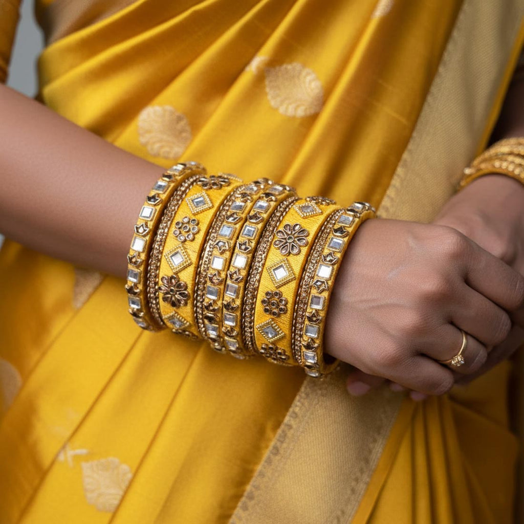 Yellow Color 1 Set Of Thread Bangle Inspired By Joyful Traditional Celebrations - 2.8