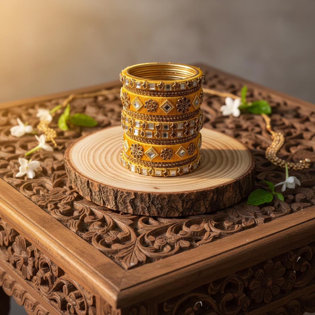 Yellow Color 1 Set Of Thread Bangle Inspired By Joyful Traditional Celebrations - 2.8