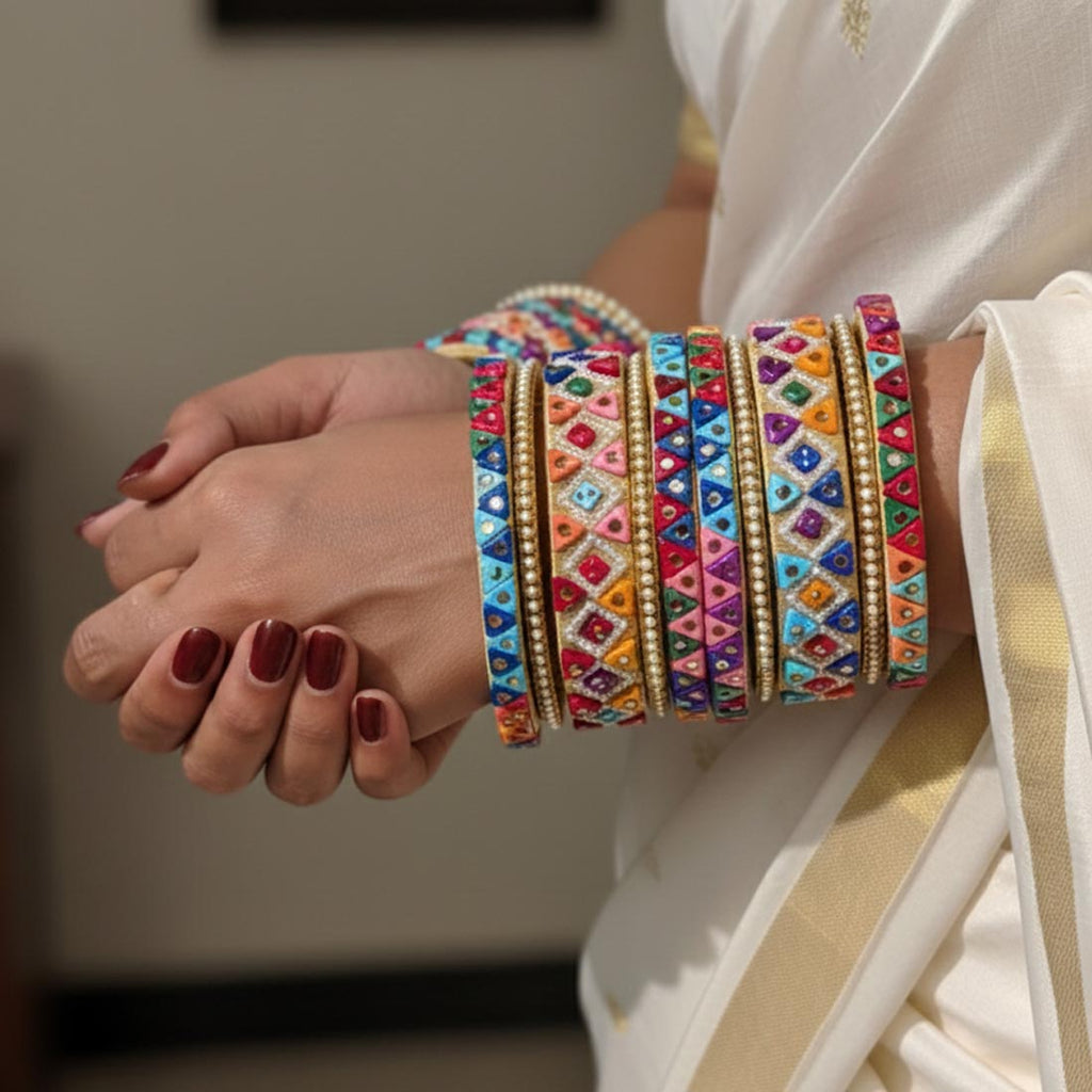 Multi Color 1 Set Of Thread Bangle Crafted For Bright Traditional Styling Needs - Maroon / 2.6