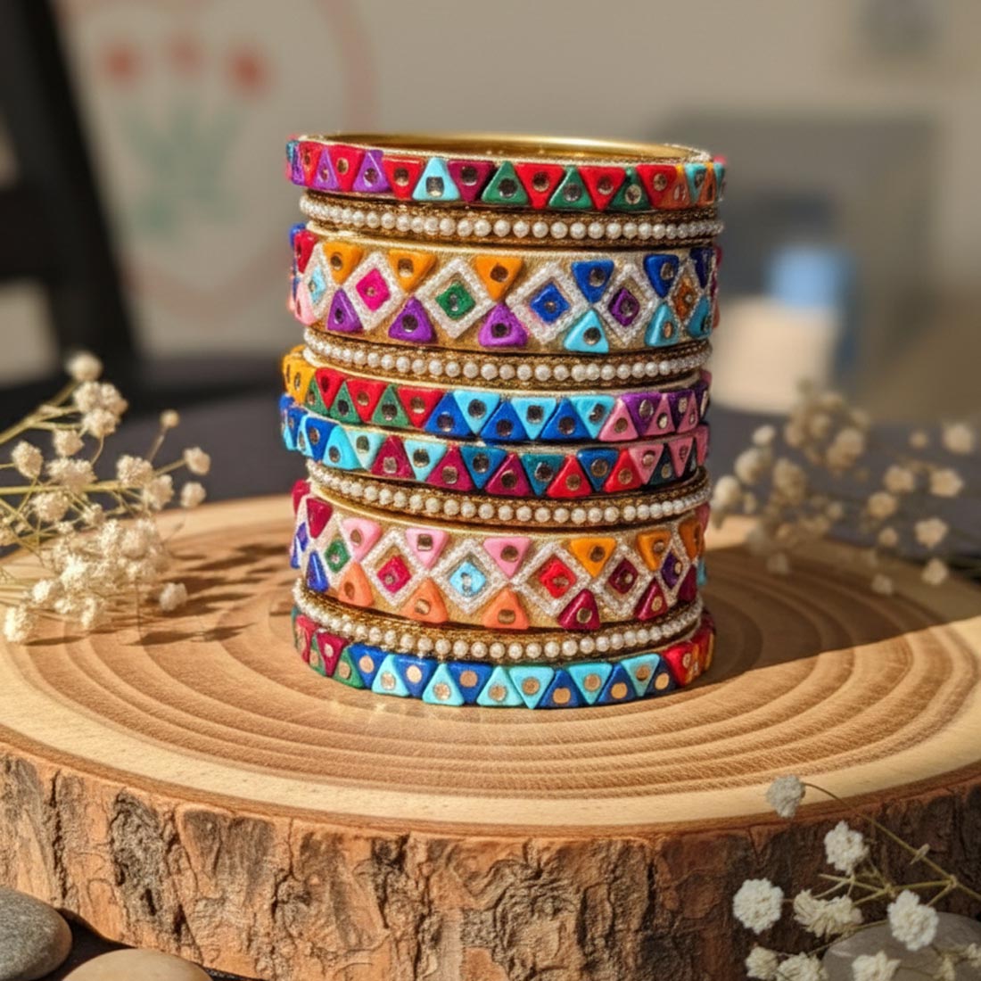 Multi Color 1 Set Of Thread Bangle Crafted For Bright Traditional Styling Needs - Maroon / 2.6
