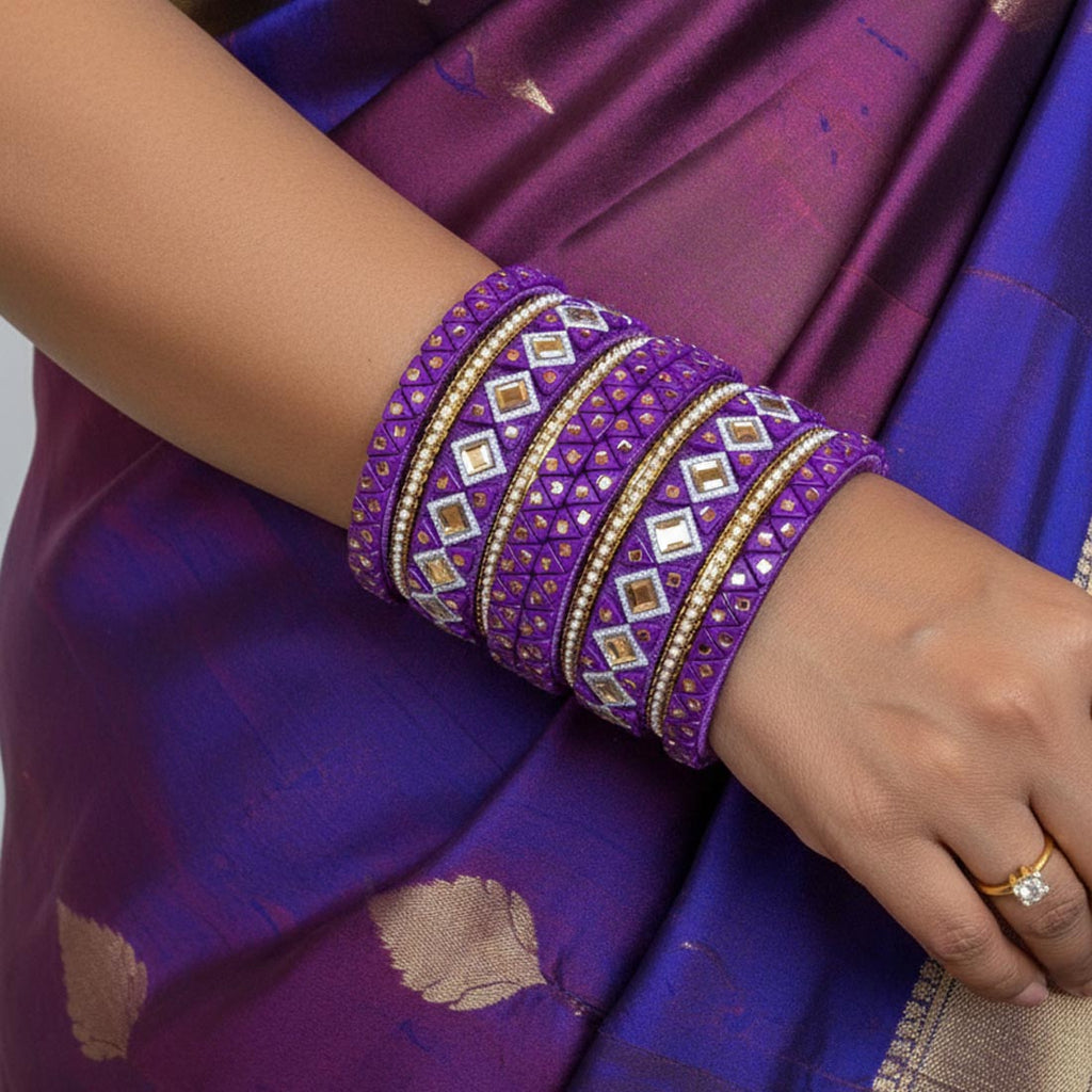 Purple Color 1 Set Of Thread Bangle Inspired By Royal Indian Traditions -  2.6