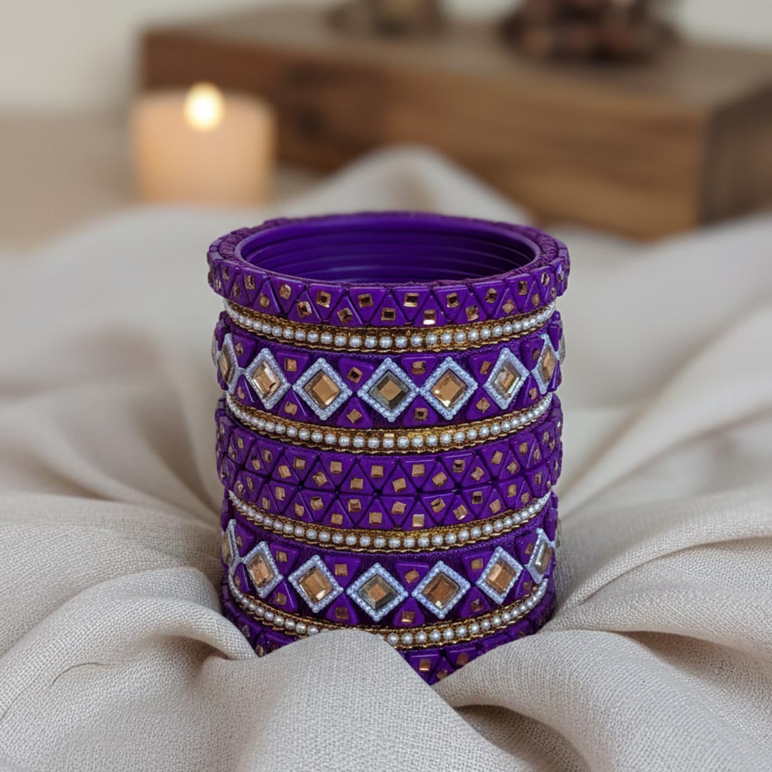 Purple Color 1 Set Of Thread Bangle Inspired By Royal Indian Traditions - 2.8