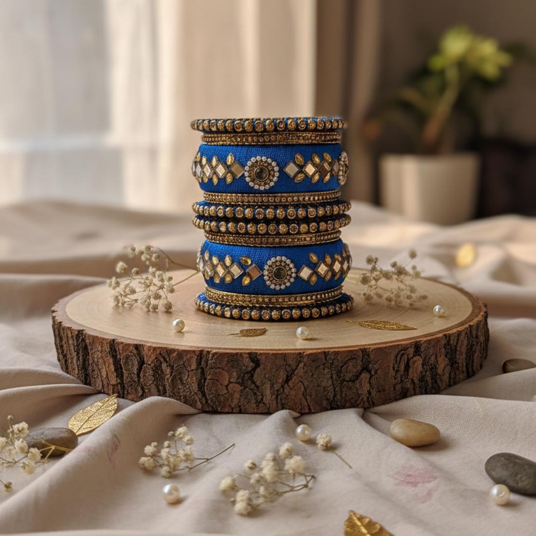 Blue Color 1 Set Of Thread Bangle Designed For Stylish Ethnic Pairing - 2.6