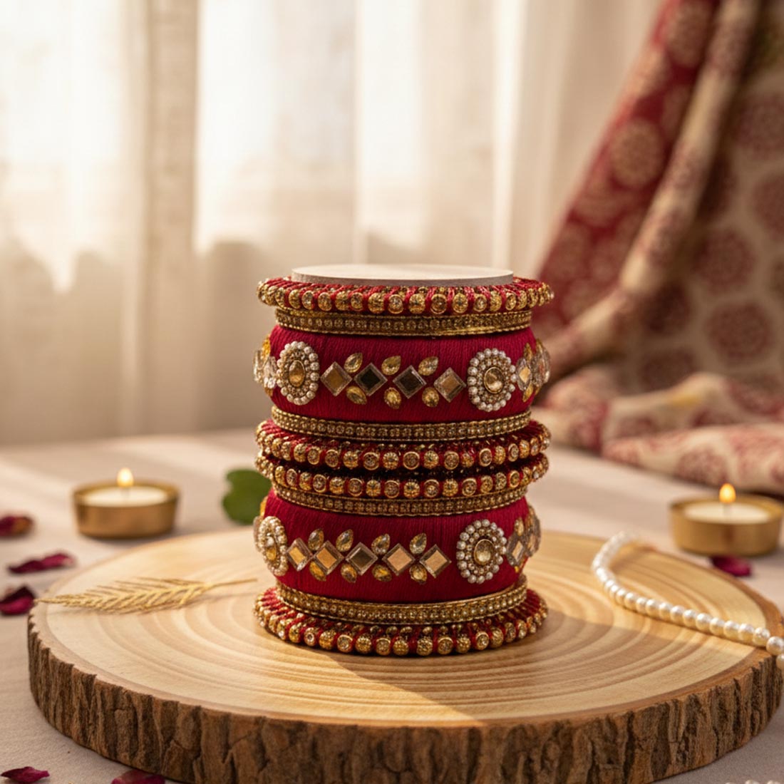 Maroon Color 1 Set Of Thread Bangle Crafted For Royal Ethnic Wardrobe Needs - 2.8