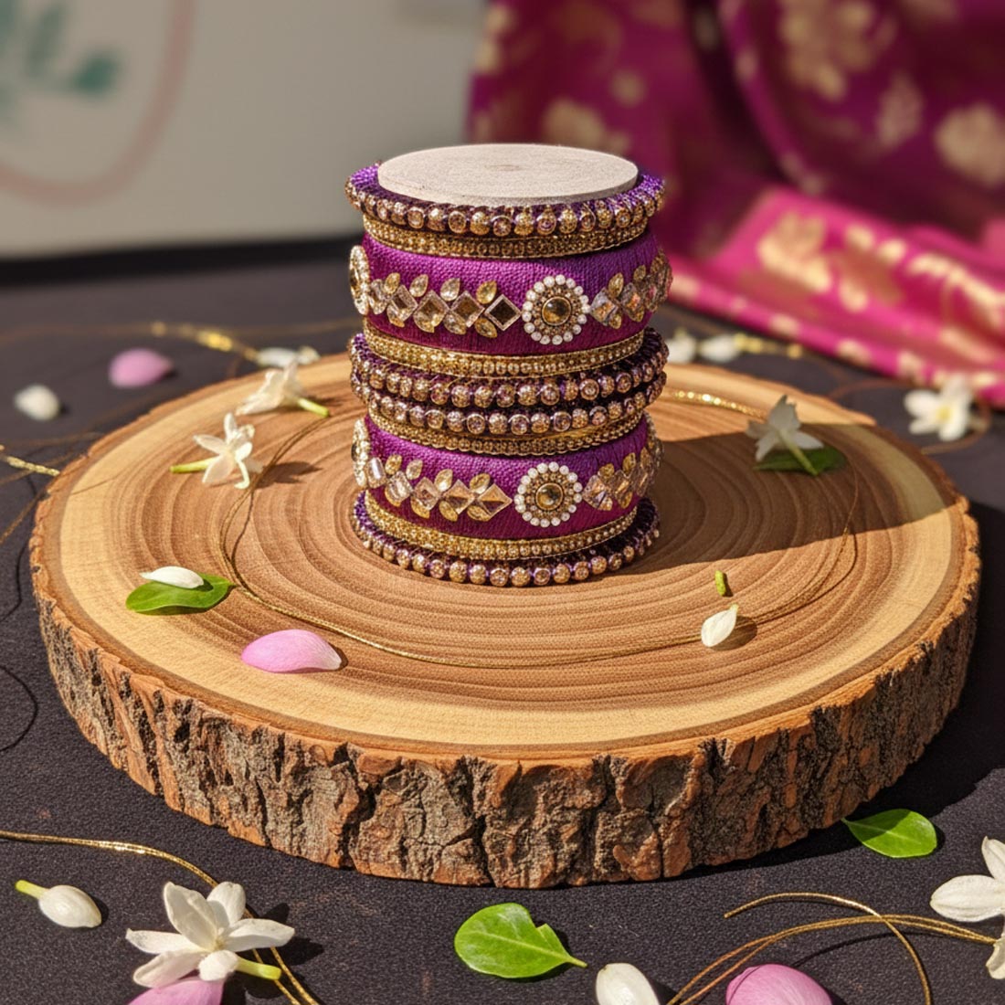 Purple Color 1 Set Of Thread Bangle Inspired By Graceful Cultural Aesthetics - 2.6