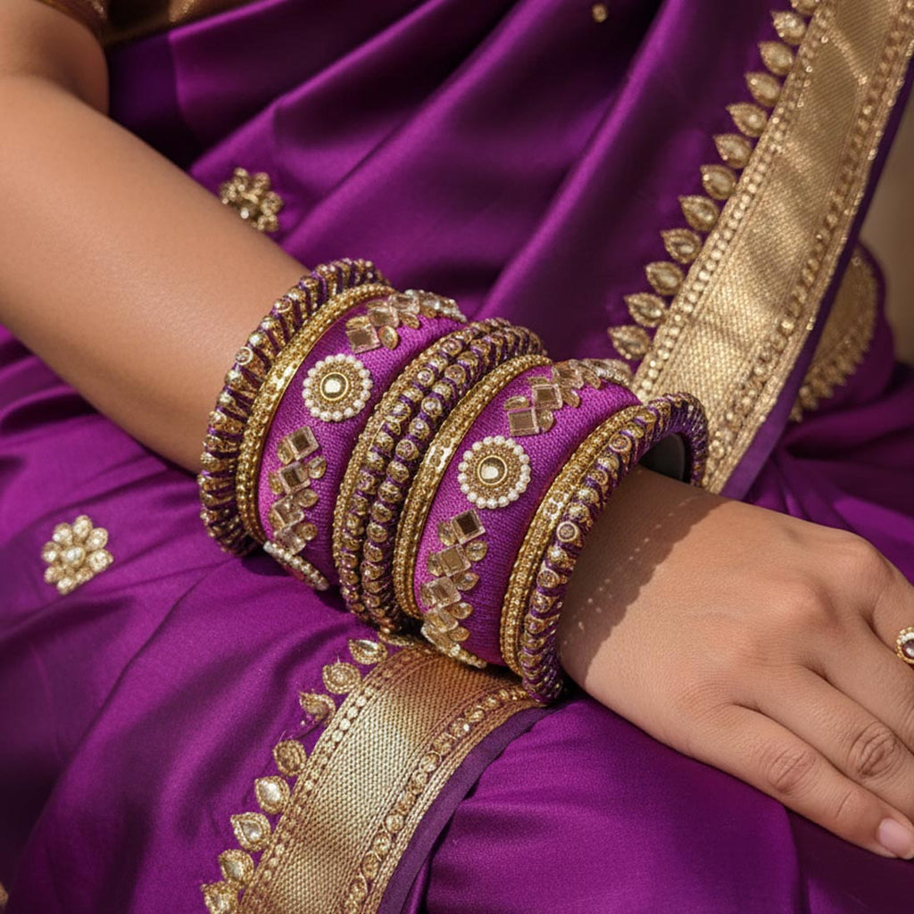 Purple Color 1 Set Of Thread Bangle Inspired By Graceful Cultural Aesthetics - 2.8